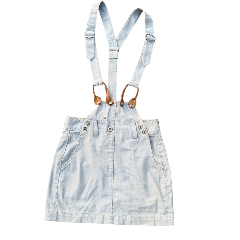 French‎ Connection Denim Light Wash Overall Skirt Size 2